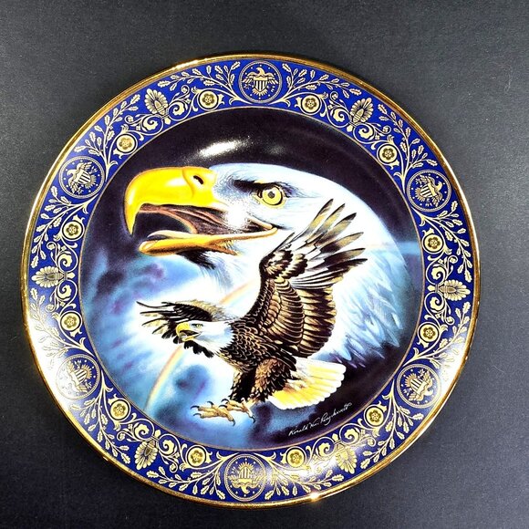 Franklin Mint Profiles of Freedom Bald Eagle Plate Limited Edition Collectors - Picture 1 of 5